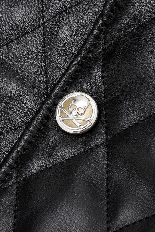 MW LEATHER QUILTED HOODED VARSITY JACKET – MASTERMIND TOKYO